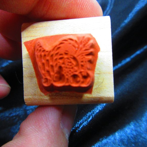 Cornucopia Wood Mounted Stamp 1" X 1" - Picture 2 of 3